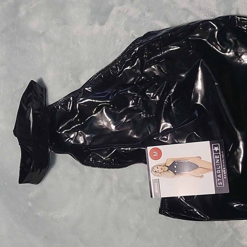 Black wet look bodysuit size M